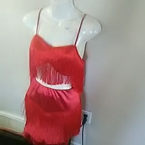 💲1⃣DOLLAR▶▶▶🌕SHEIN Red Fringe Skirt Set
